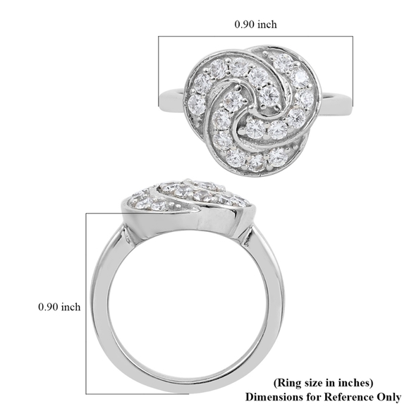 PLATINUM OVER STERLING SIMULATED DIAMOND SWIRL RING - Picture 4 of 5